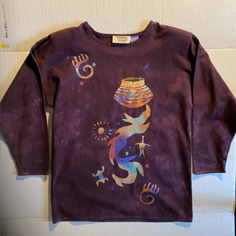 Vintage Sunbelt Oversized Plum Tie-Dyed Tunic Alchemy Artwear Size S
